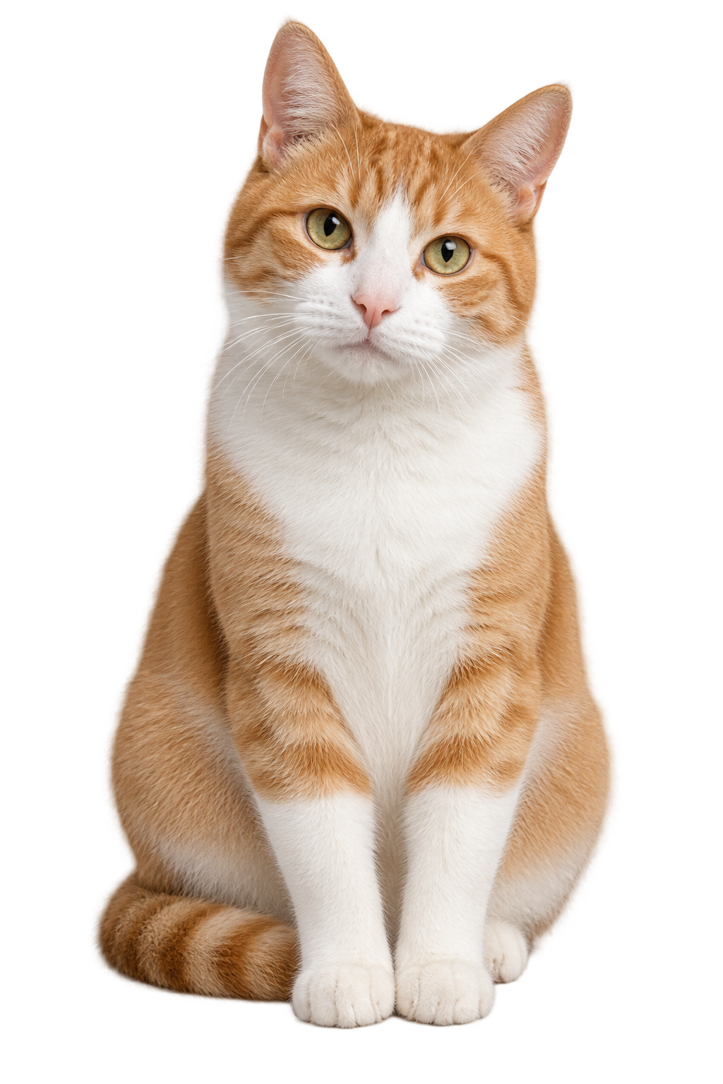 Gato adulto sentado com expressão tranquila